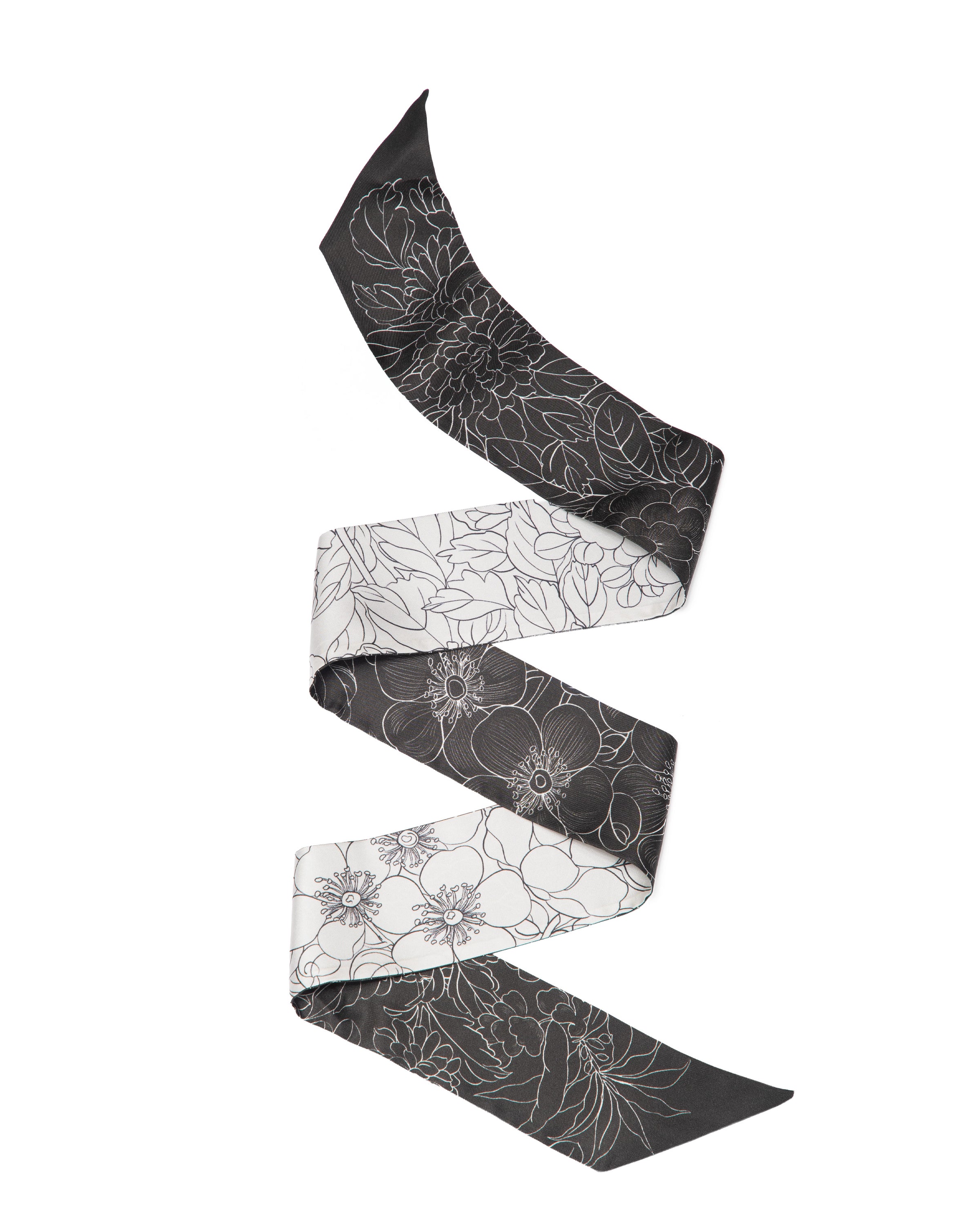 Seidenbandeau Twillseide beidseitig, Sommerblüte 7 x 116 cm