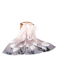 Silk scarf tulips pink 55 x 175 cm