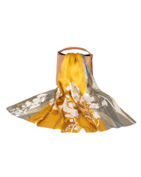 Seidenschal Maiglöckchen Taupe-Gold 55 x 175 cm