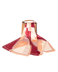 Silk scarf Retro Geometry Bordeaux-beige 55 x 175 cm