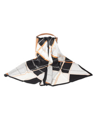 Silk scarf City Chic black beige 55 x 175 cm