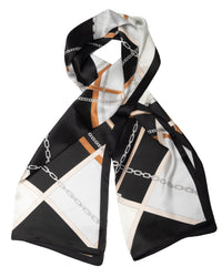 Silk scarf City Chic black beige 55 x 175 cm