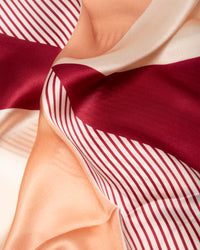 Silk scarf Retro Geometry Bordeaux-beige 55 x 175 cm