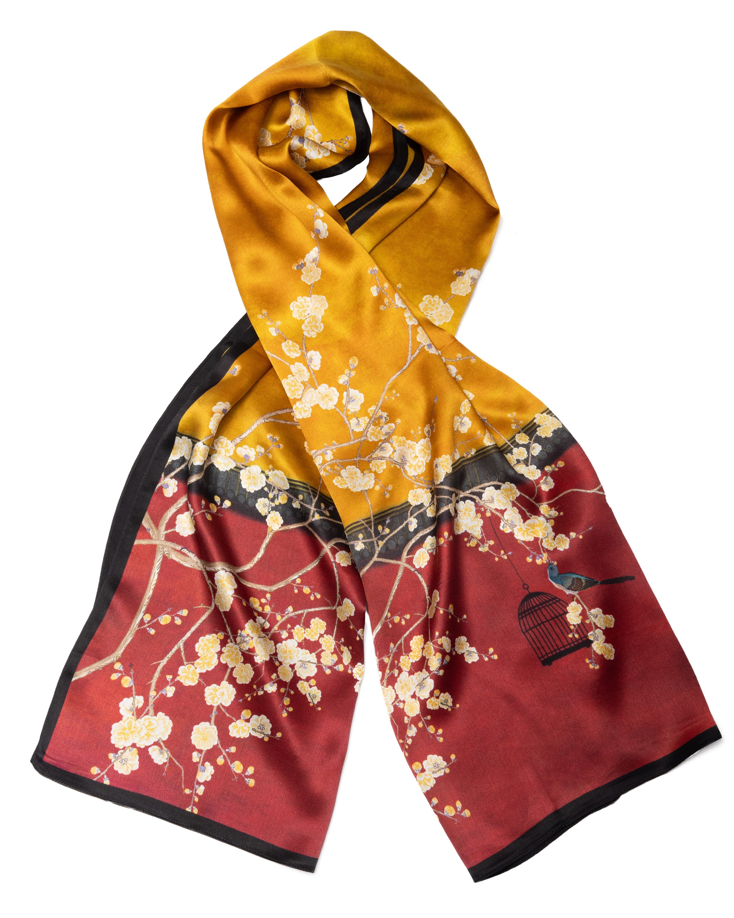 Seidenschal Palastblüte Rotgold 55 x 175 cm