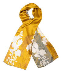 Seidenschal Maiglöckchen Taupe-Gold 55 x 175 cm