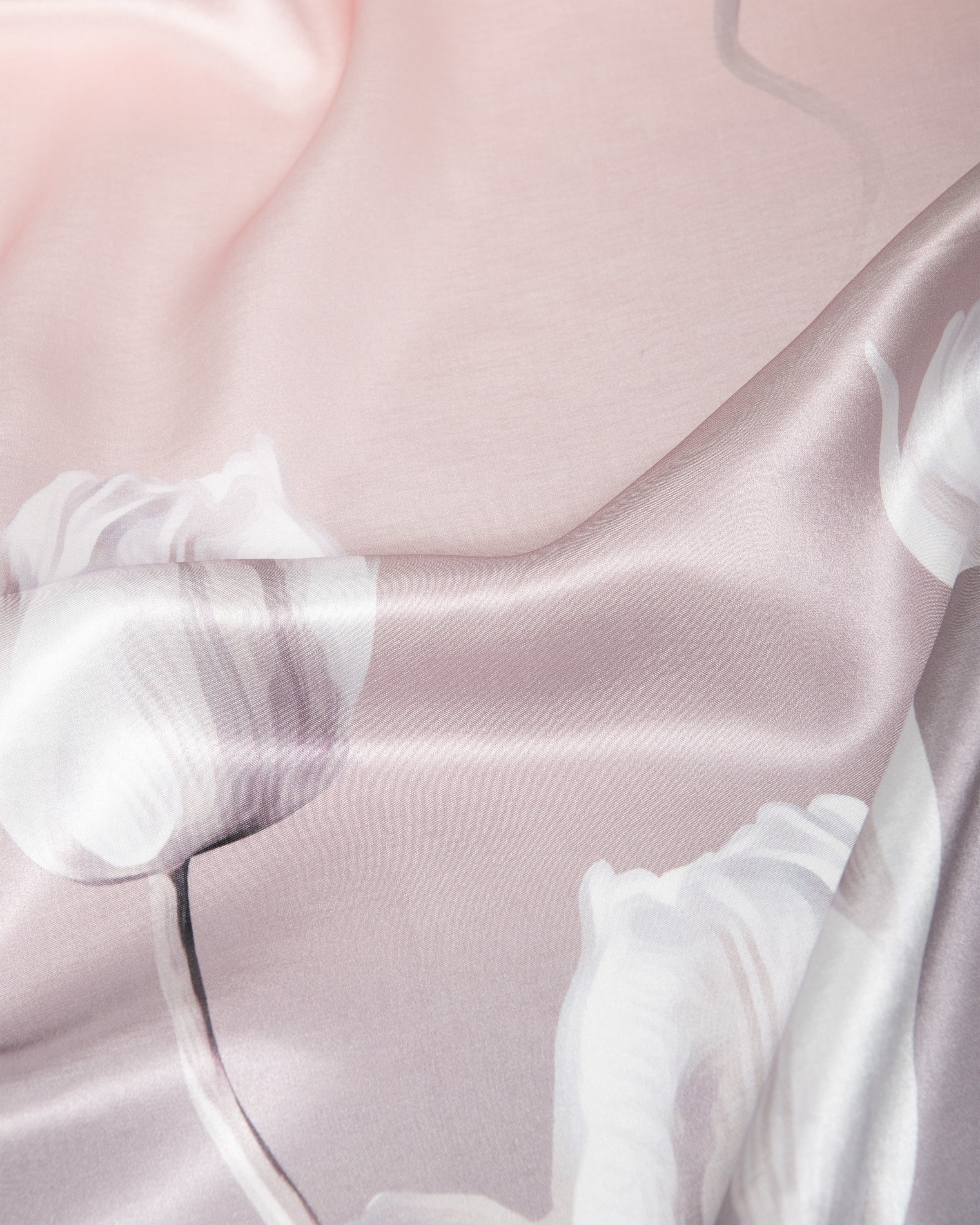 Silk scarf tulips pink 55 x 175 cm