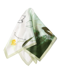 Seidentuch Premium quadratisch Lotus und Goldfisch 53x53