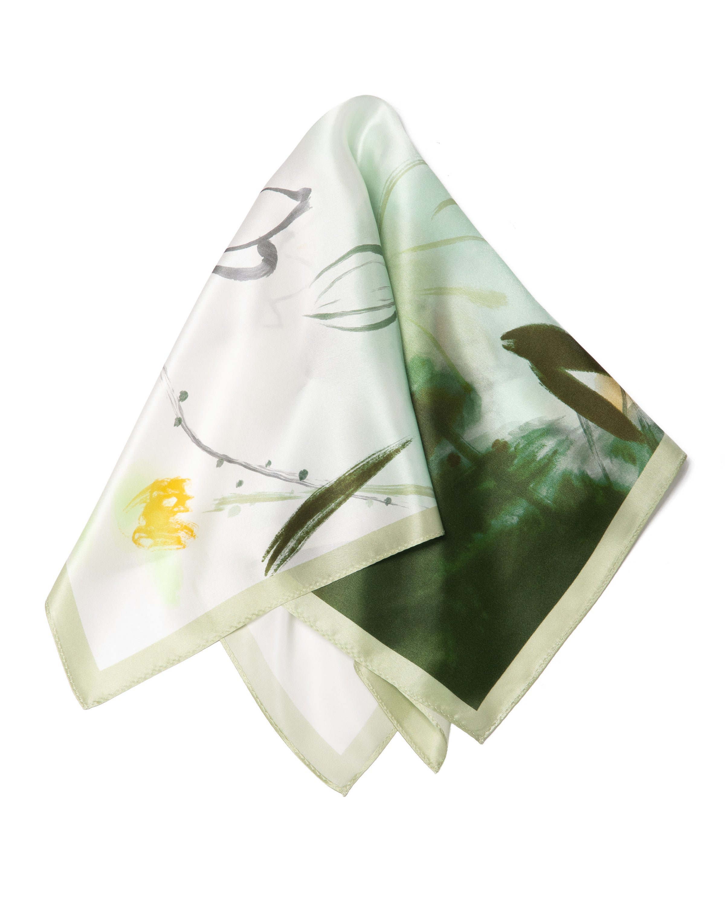 Seidentuch Premium quadratisch Lotus und Goldfisch 53x53