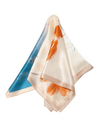 Seidentuch Premium quadratisch Lotus und Goldfisch 53x53