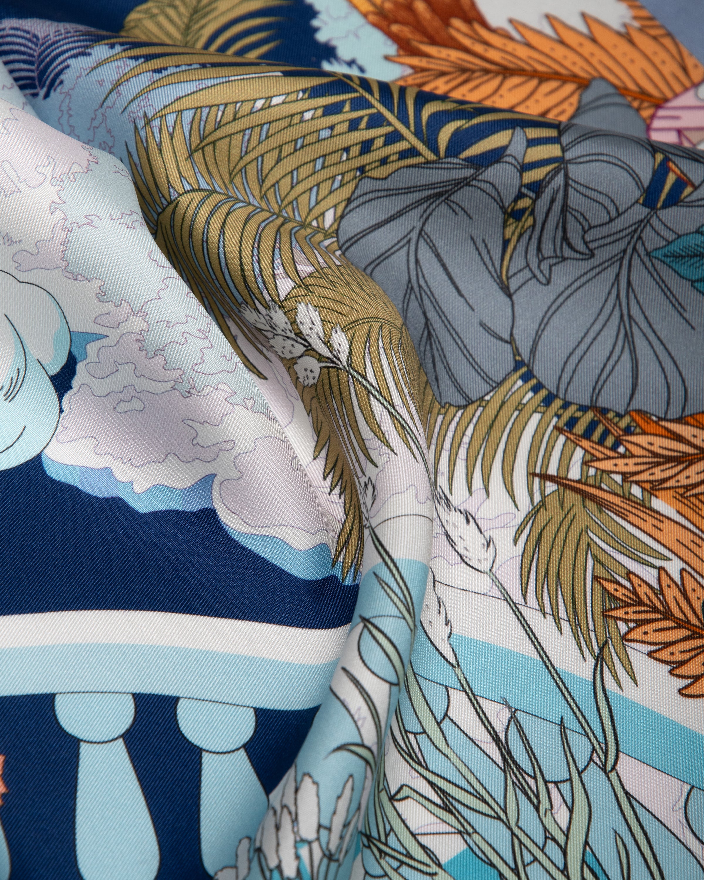 Seidentuch Premium Twill-Seide quadratisch 64x64cm, Sky Garden bei Nacht