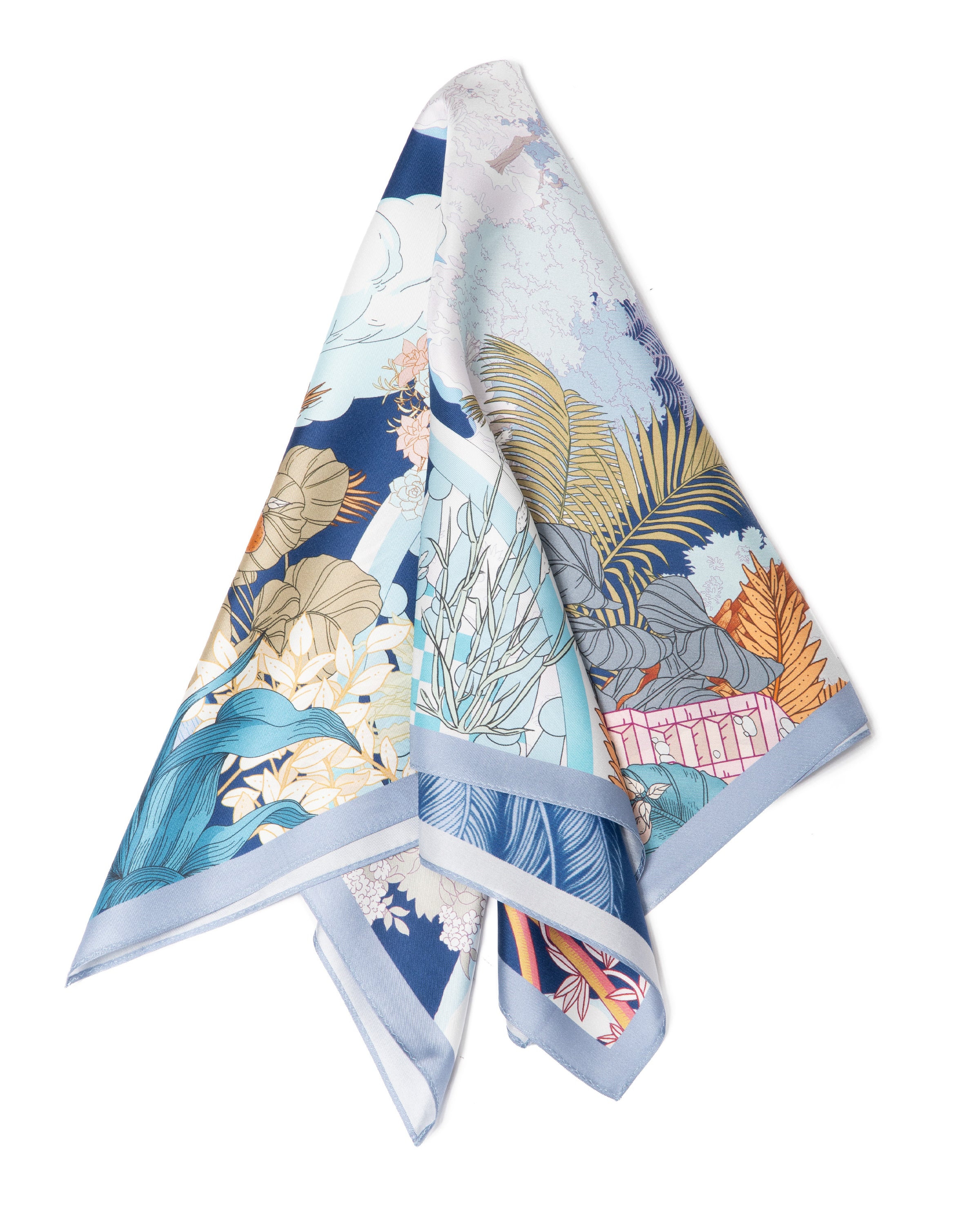Seidentuch Premium Twill-Seide quadratisch 64x64cm, Sky Garden bei Nacht