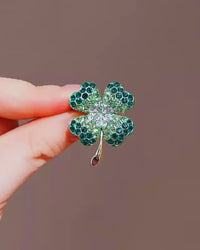 Brosche "Kleeblättchen", grün