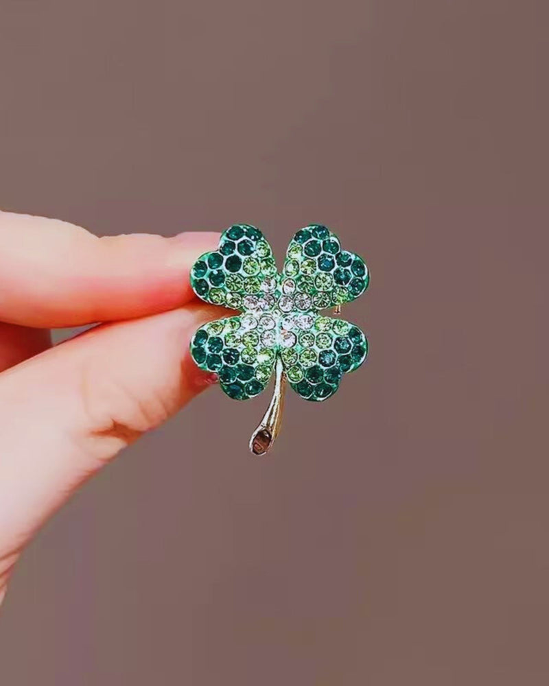 Brosche "Kleeblättchen", grün