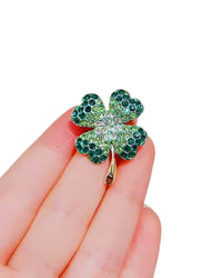 Brosche "Kleeblättchen", grün