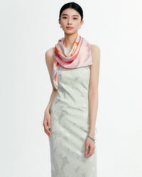 Seidentuch Premium quadratisch 86x86cm handrolliert, Rosentuscherei orange