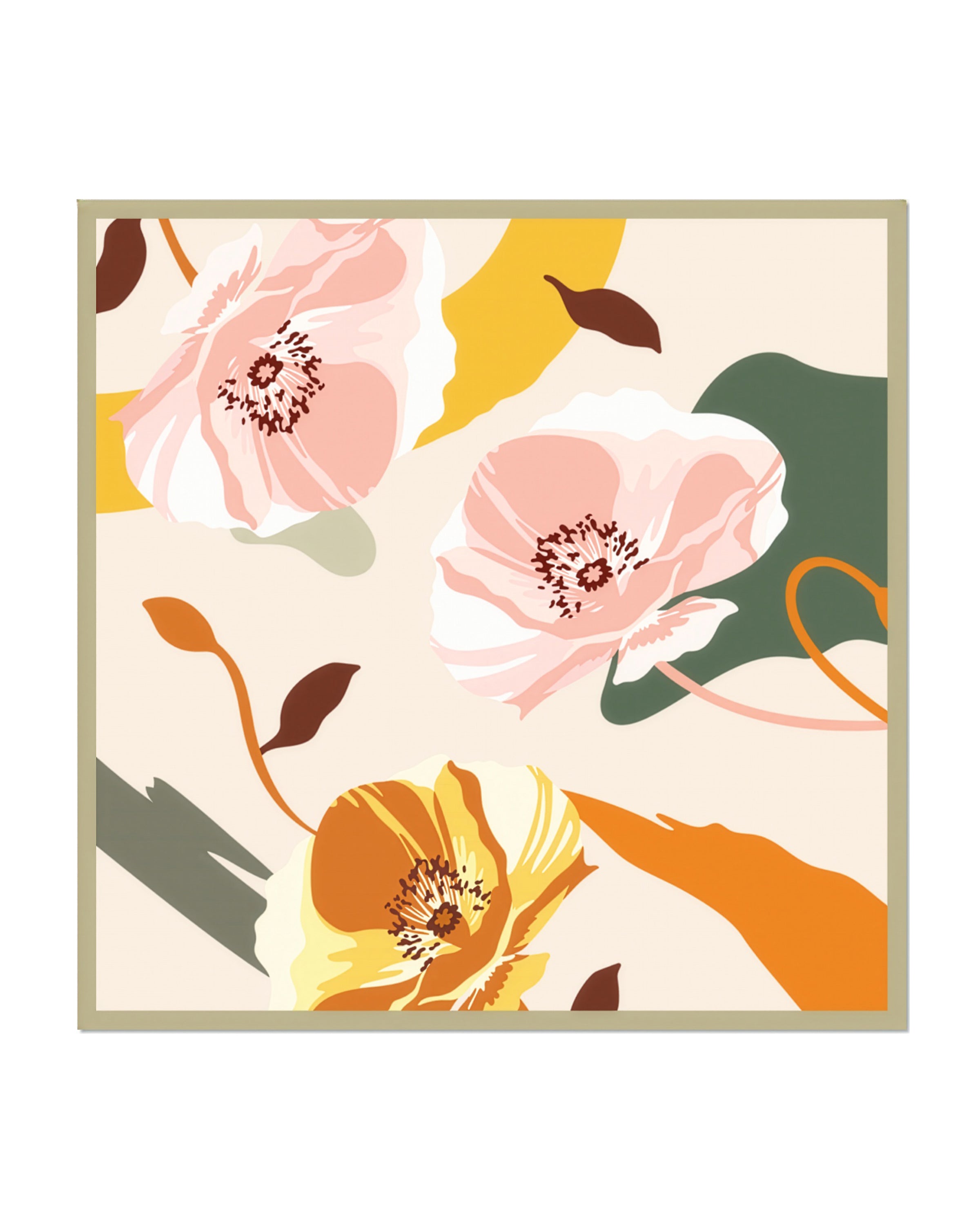 Seidentuch Premium quadratisch 64x64cm handrolliert, Blütenpoesie