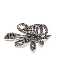MayTree Brosche "Vintage Blüte", brilliant mit schwarzem Strass
