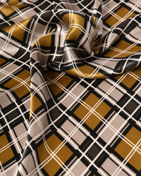Seidentuch quadratisch Brit 53x53cm gekreuzte Muster gold schwarz silber, Nickituch, Bandana-Schal